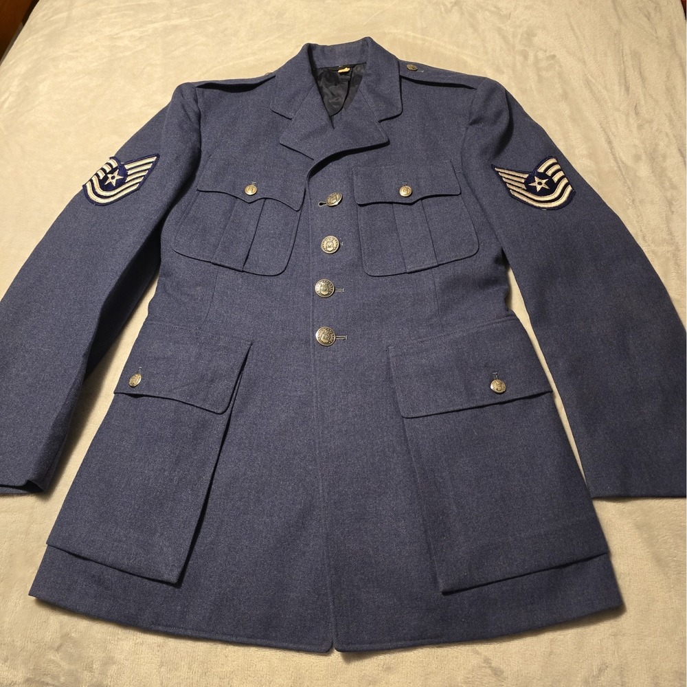 Vintage 1949 US Air Force Blue Button Front 100 % Wool Jacket Mens Sz 39S